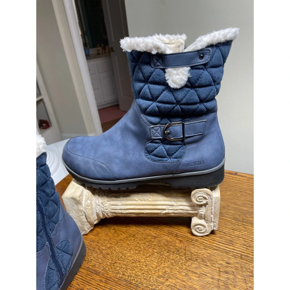 JBU Jambu Gabriella‎ Womens 11M Navy Blue Water Resistant Quilted Faux Fur Boots